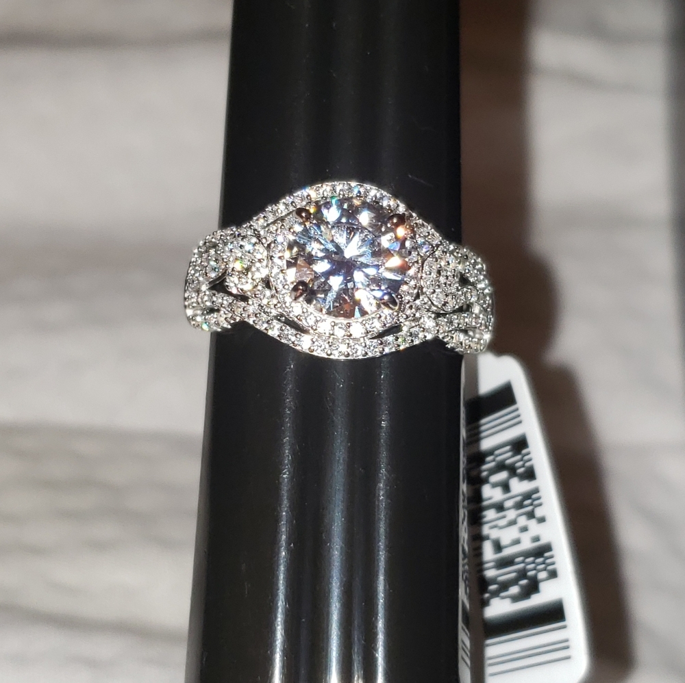 Sz 9, White Cubic Zirconia Rhodium Over Sterling Silver Ring 4.72ctw, NWT